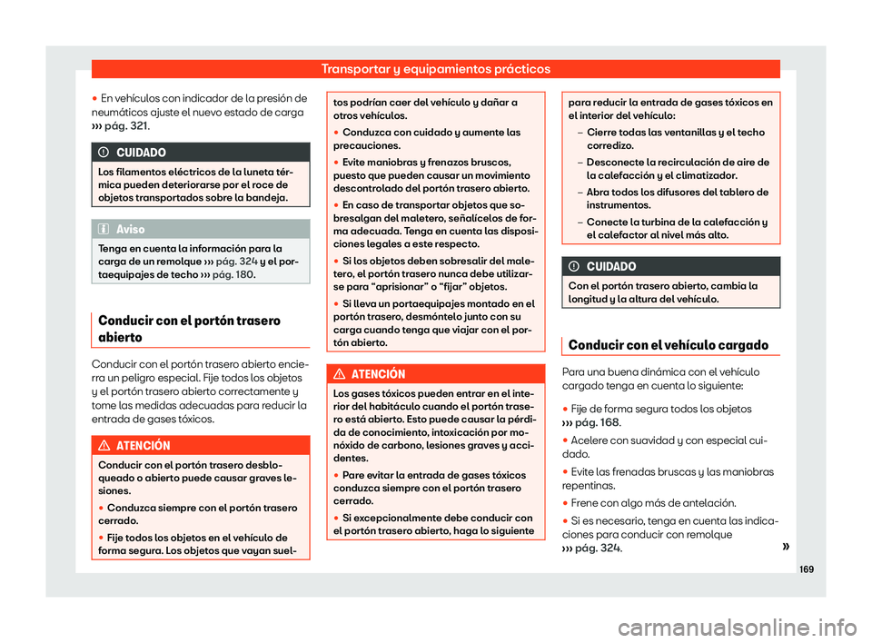Seat Alhambra 2018  Manual de instrucciones (in Spanish) Transportar y equipamientos pr