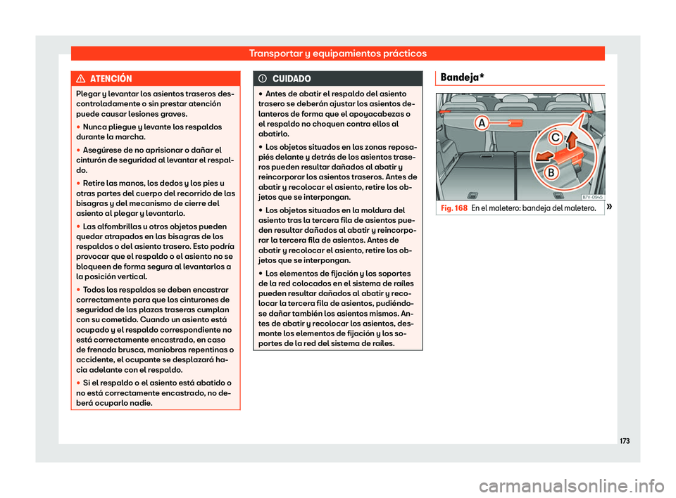 Seat Alhambra 2018  Manual de instrucciones (in Spanish) Transportar y equipamientos pr