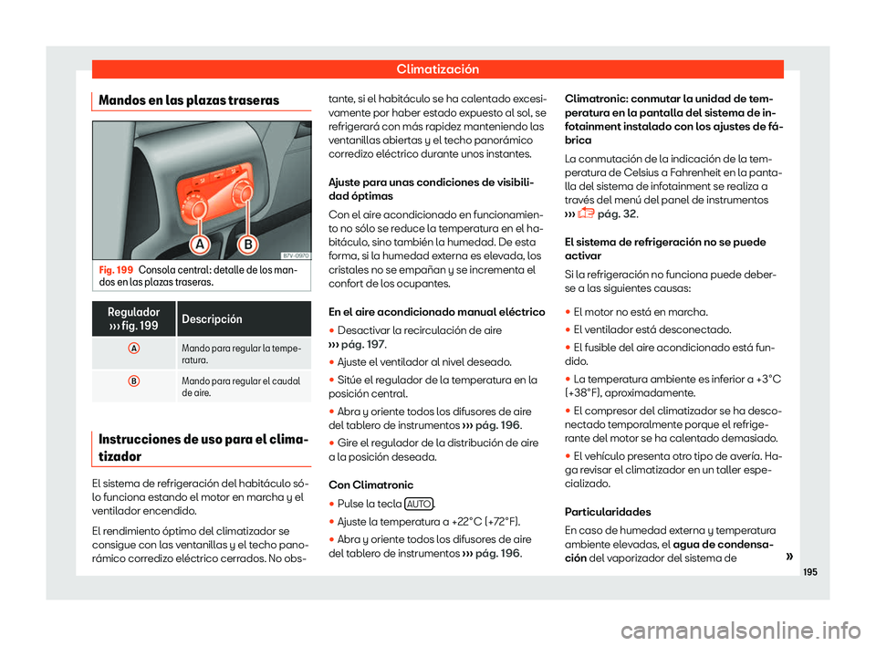 Seat Alhambra 2018  Manual de instrucciones (in Spanish) Climatizaci