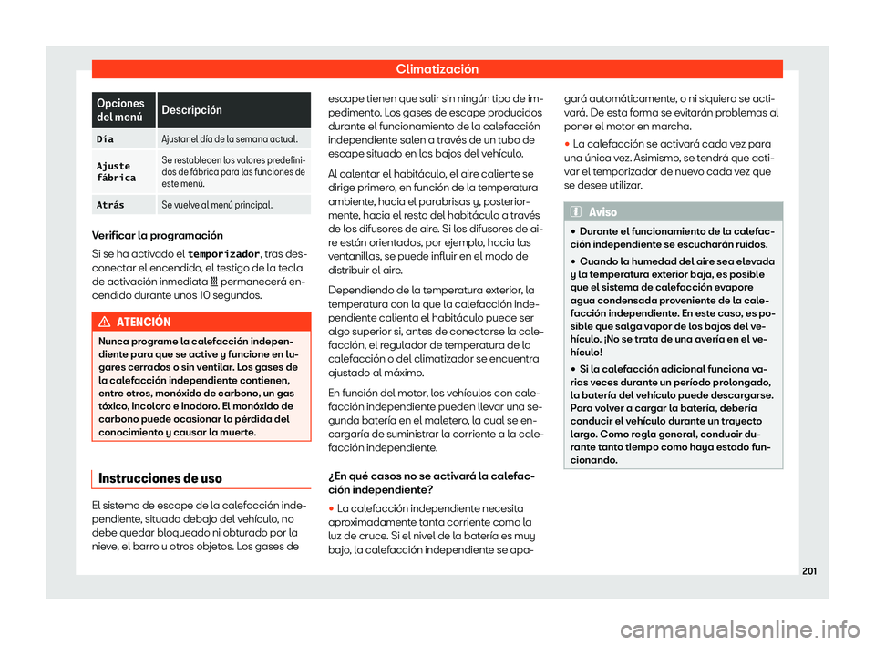 Seat Alhambra 2018  Manual de instrucciones (in Spanish) Climatizaci