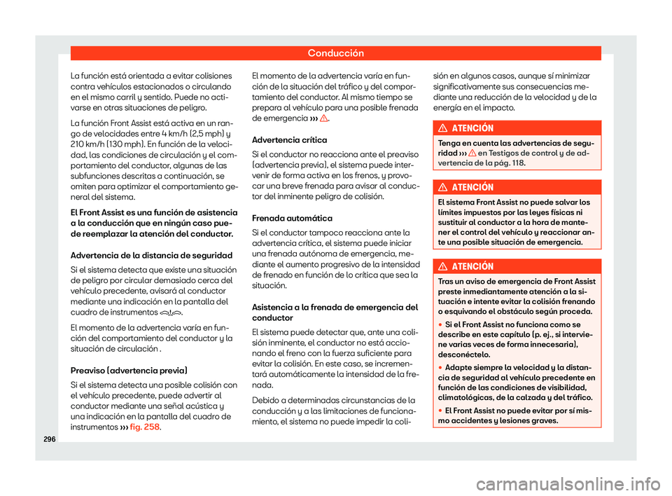 Seat Alhambra 2018  Manual de instrucciones (in Spanish) Conducci