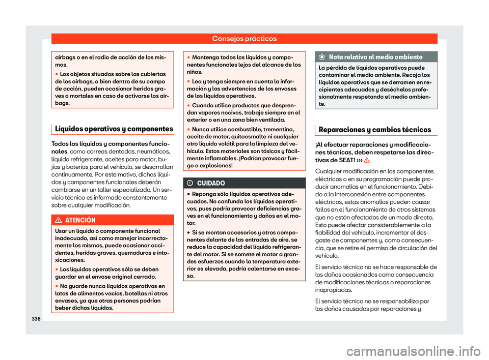 Seat Alhambra 2018 Manual de instrucciones (in Spanish) Consejos pr Seat Alhambra 2018 Manual de instrucciones (in Spanish) Consejos pr
