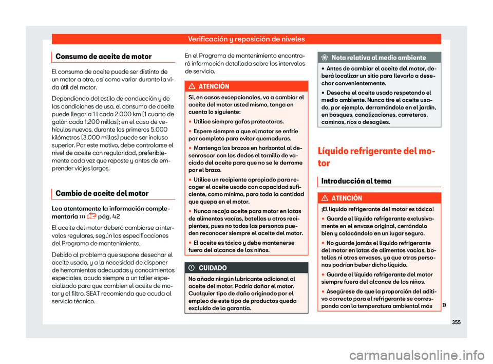Seat Alhambra 2018 Manual de instrucciones (in Spanish) Verificaci Seat Alhambra 2018 Manual de instrucciones (in Spanish) Verificaci
