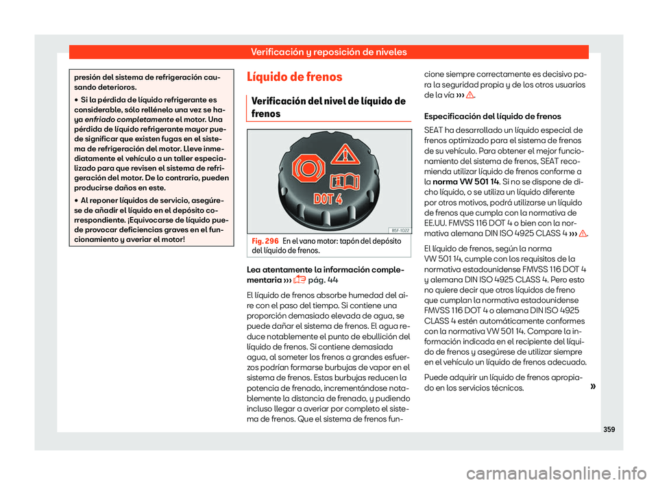 Seat Alhambra 2018  Manual de instrucciones (in Spanish) Verificaci