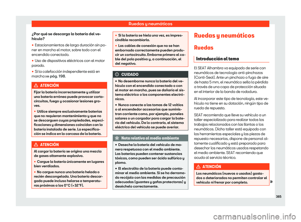Seat Alhambra 2018  Manual de instrucciones (in Spanish) Ruedas y neum