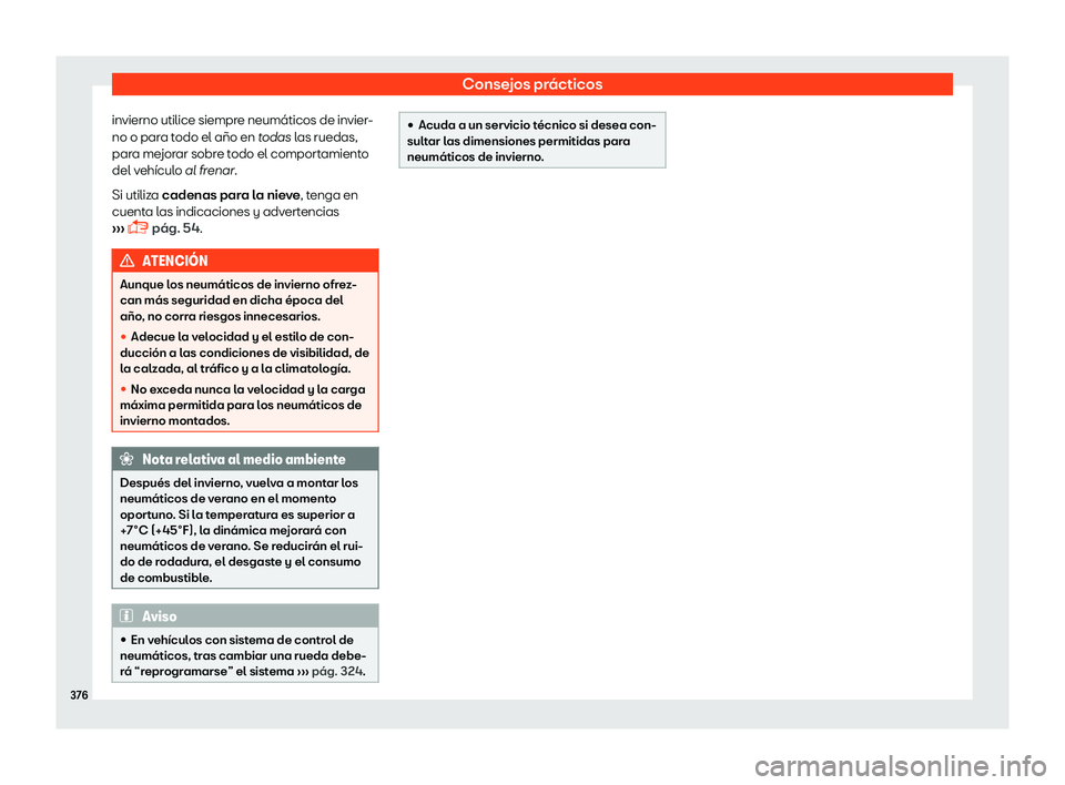 Seat Alhambra 2018 Manual de instrucciones (in Spanish) Consejos pr Seat Alhambra 2018 Manual de instrucciones (in Spanish) Consejos pr