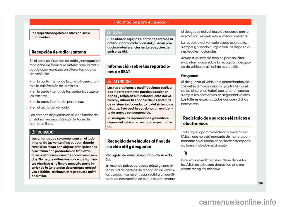 Seat Alhambra 2018 Manual de instrucciones (in Spanish) Informaci Seat Alhambra 2018 Manual de instrucciones (in Spanish) Informaci