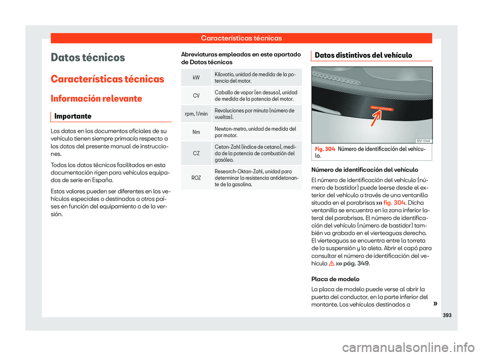Seat Alhambra 2018 Manual de instrucciones (in Spanish) Caracter Seat Alhambra 2018 Manual de instrucciones (in Spanish) Caracter