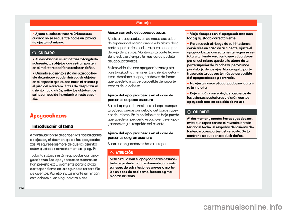 Seat Tarraco 2020  Manual de instrucciones (in Spanish) Manejo
