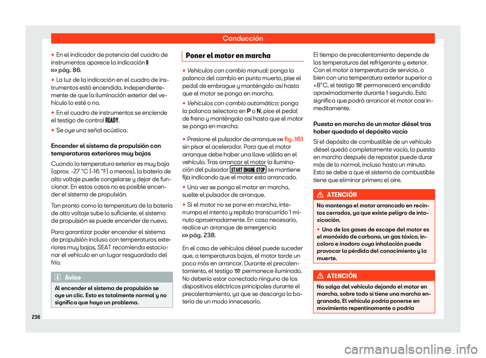 Seat Tarraco 2020  Manual de instrucciones (in Spanish) Conducción
