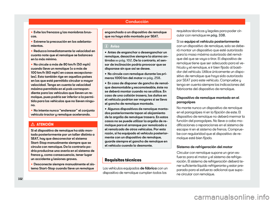 Seat Tarraco 2020  Manual de instrucciones (in Spanish) Conducción
