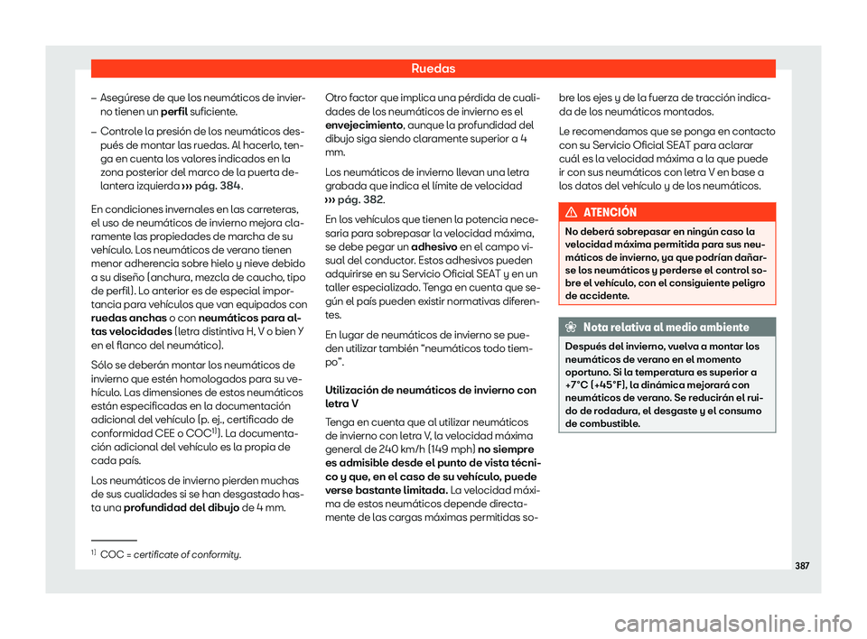 Seat Tarraco 2020  Manual de instrucciones (in Spanish) Ruedas
�