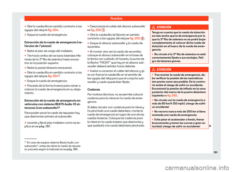 Seat Tarraco 2020  Manual de instrucciones (in Spanish) Ruedas
