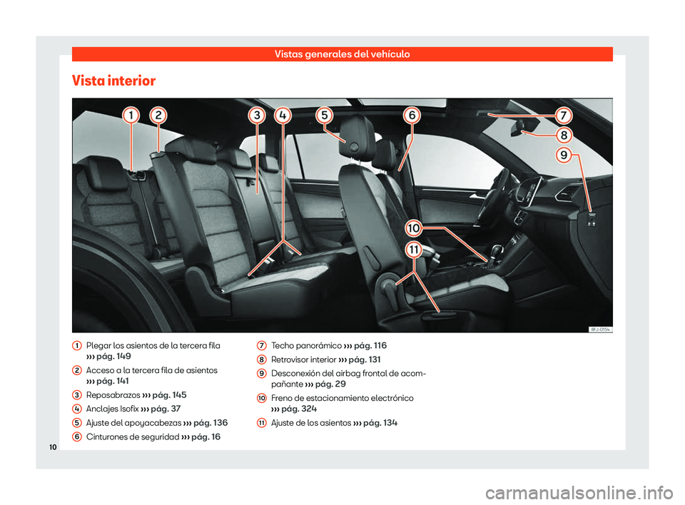 Seat Tarraco 2019  Manual de instrucciones (in Spanish) Vistas generales del veh