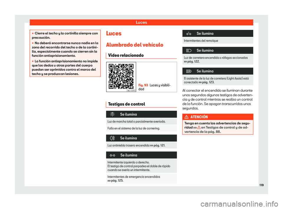 Seat Tarraco 2019  Manual de instrucciones (in Spanish) Luces

