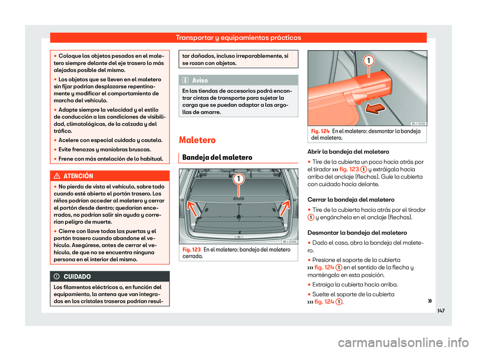 Seat Tarraco 2019  Manual de instrucciones (in Spanish) Transportar y equipamientos pr