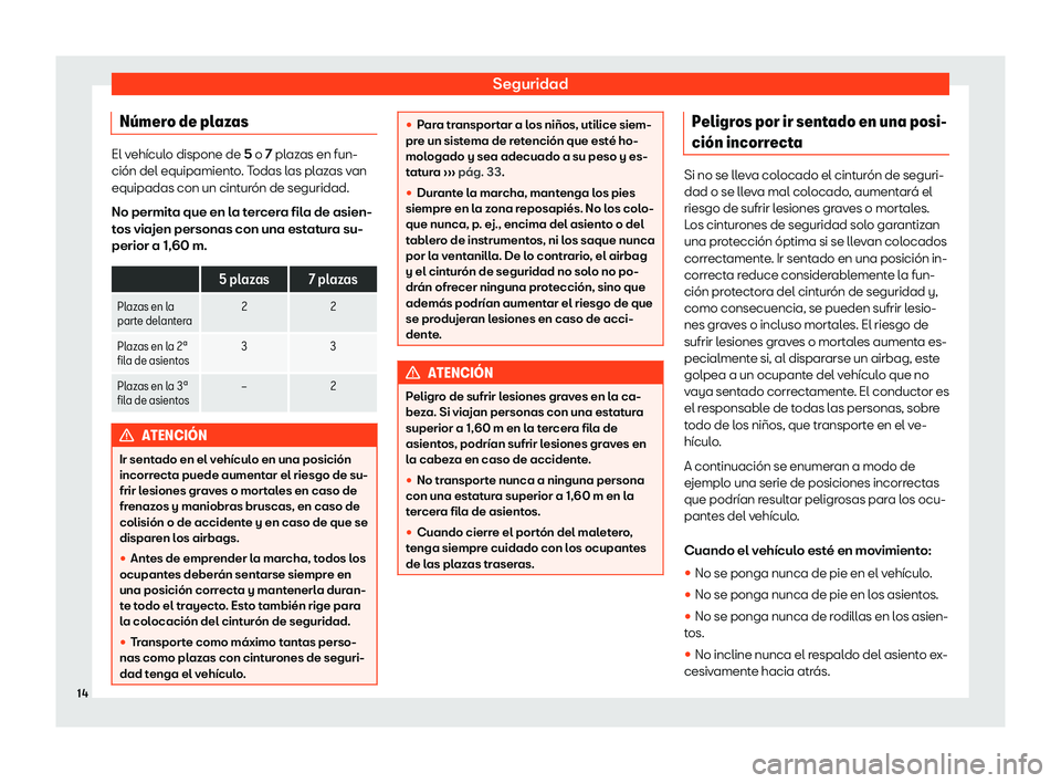 Seat Tarraco 2019  Manual de instrucciones (in Spanish) Seguridad
N