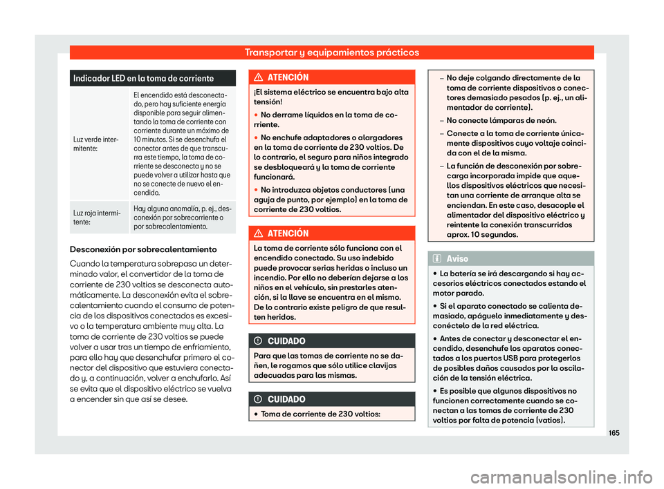 Seat Tarraco 2019  Manual de instrucciones (in Spanish) Transportar y equipamientos pr