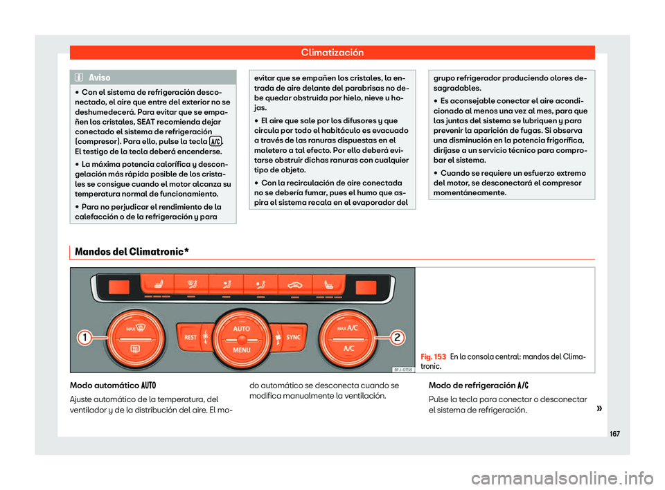 Seat Tarraco 2019  Manual de instrucciones (in Spanish) Climatizaci