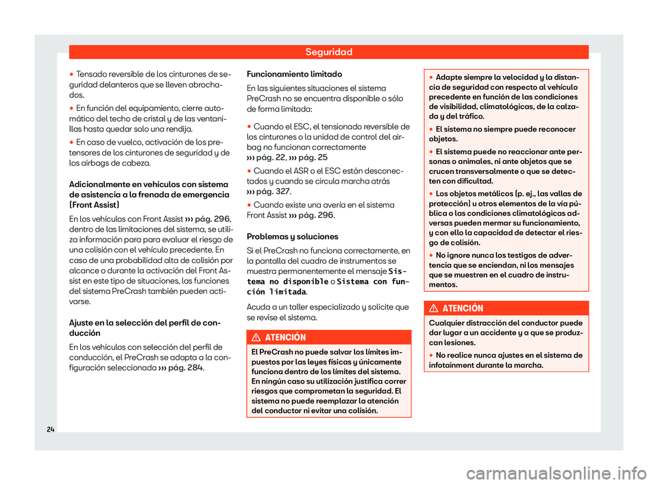 Seat Tarraco 2019  Manual de instrucciones (in Spanish) Seguridad
