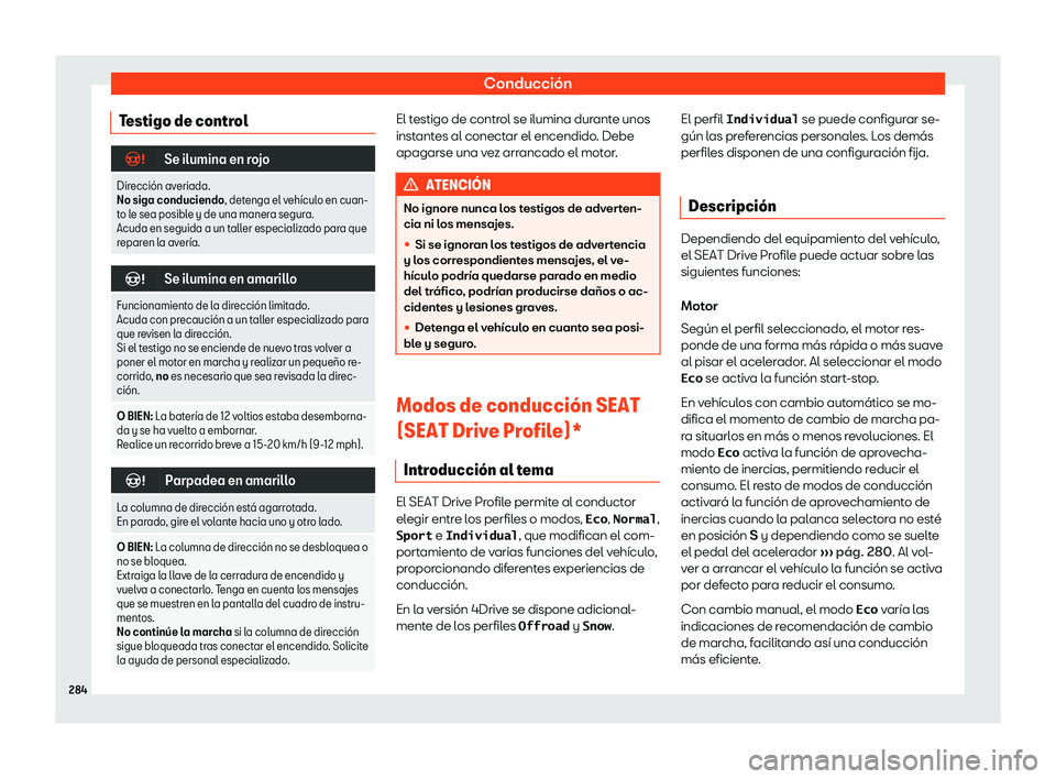 Seat Tarraco 2019 Manual de instrucciones (in Spanish) Conducci Seat Tarraco 2019 Manual de instrucciones (in Spanish) Conducci