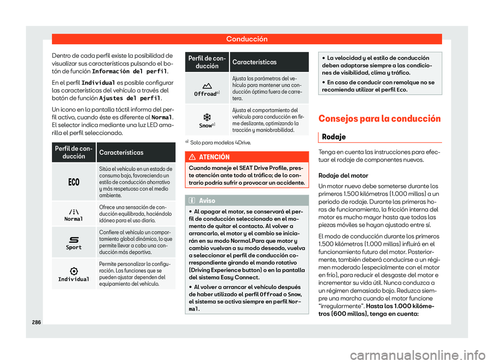 Seat Tarraco 2019 Manual de instrucciones (in Spanish) Conducci Seat Tarraco 2019 Manual de instrucciones (in Spanish) Conducci
