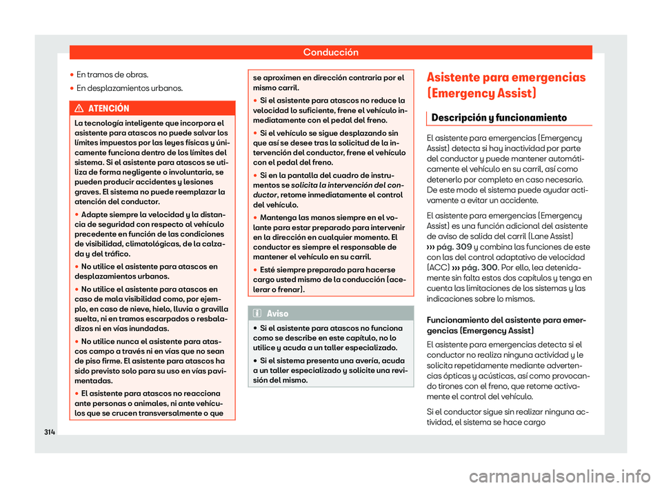Seat Tarraco 2019  Manual de instrucciones (in Spanish) Conducci