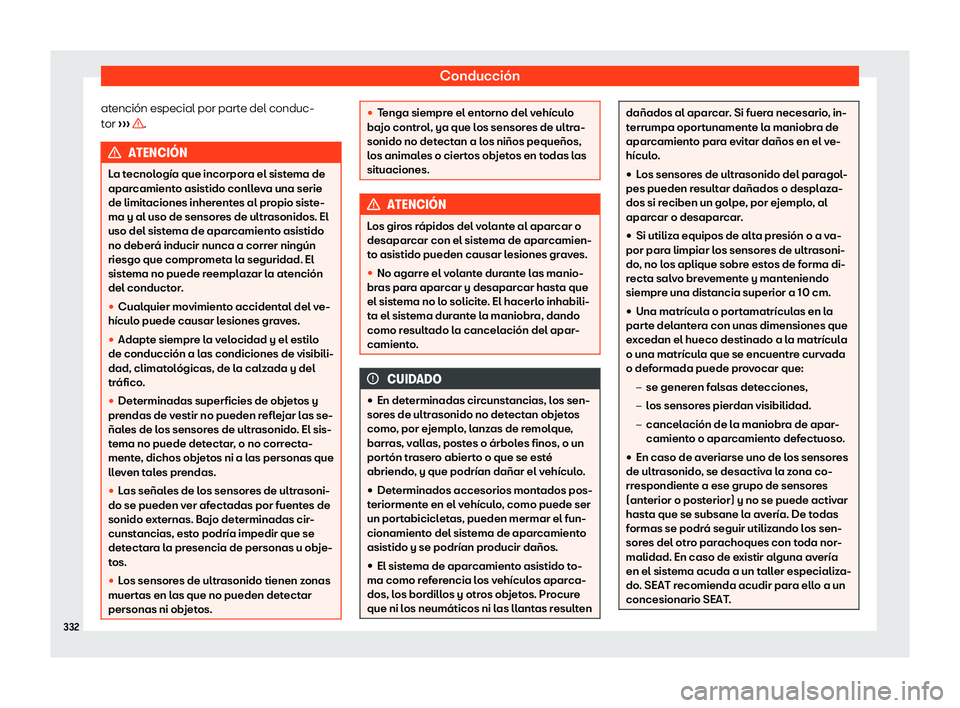 Seat Tarraco 2019  Manual de instrucciones (in Spanish) Conducci