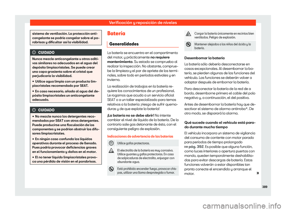 Seat Tarraco 2019  Manual de instrucciones (in Spanish) Verificaci