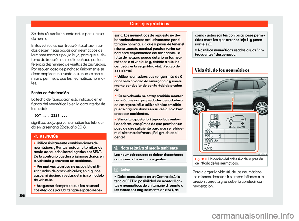 Seat Tarraco 2019  Manual de instrucciones (in Spanish) Consejos pr