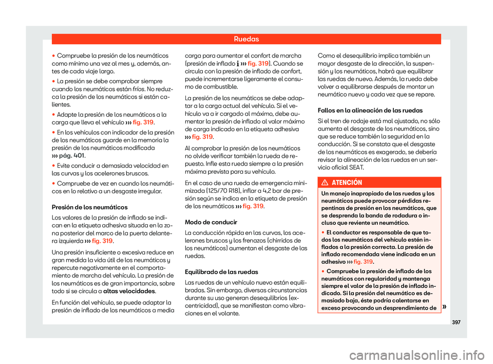 Seat Tarraco 2019  Manual de instrucciones (in Spanish) Ruedas

