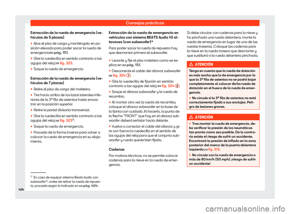 Seat Tarraco 2019  Manual de instrucciones (in Spanish) Consejos pr