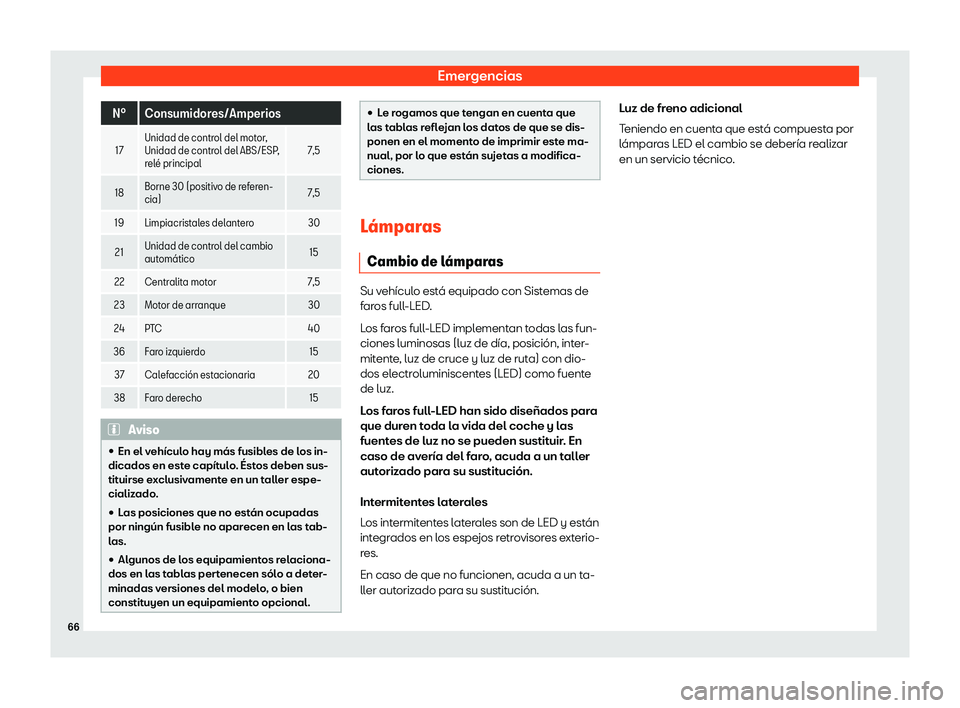 Seat Tarraco 2019  Manual de instrucciones (in Spanish) Emergencias
N