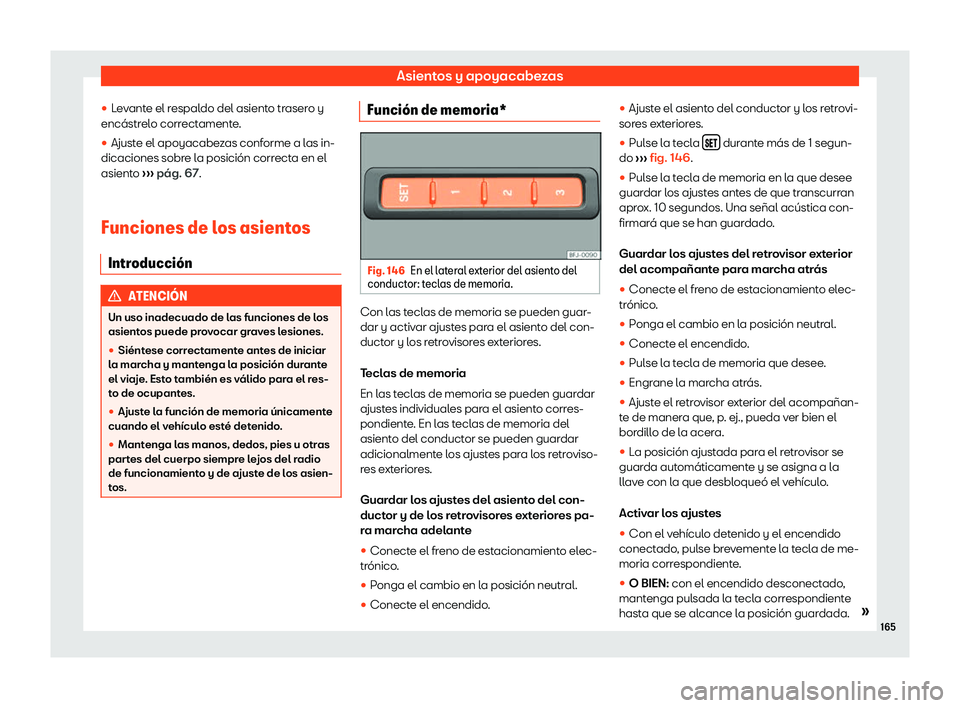 Seat Tarraco 2018  Manual de instrucciones (in Spanish) Asientos y apoyacabezas
