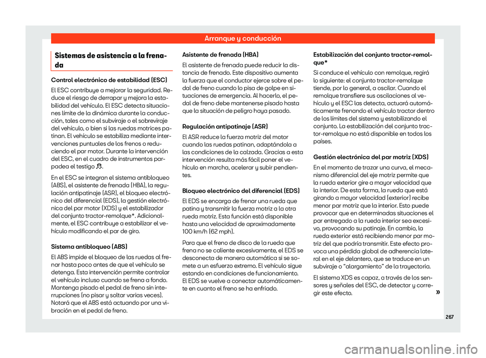 Seat Tarraco 2018  Manual de instrucciones (in Spanish) Arranque y conducci