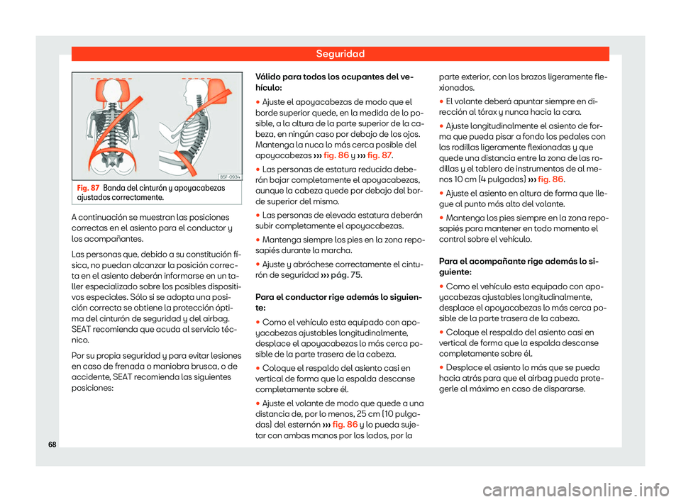 Seat Tarraco 2018  Manual de instrucciones (in Spanish) Seguridad
Fig. 87
Banda del cintur