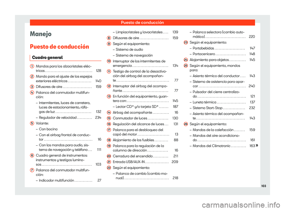 Seat Toledo 2018  Manual de instrucciones (in Spanish) Puesto de conducci