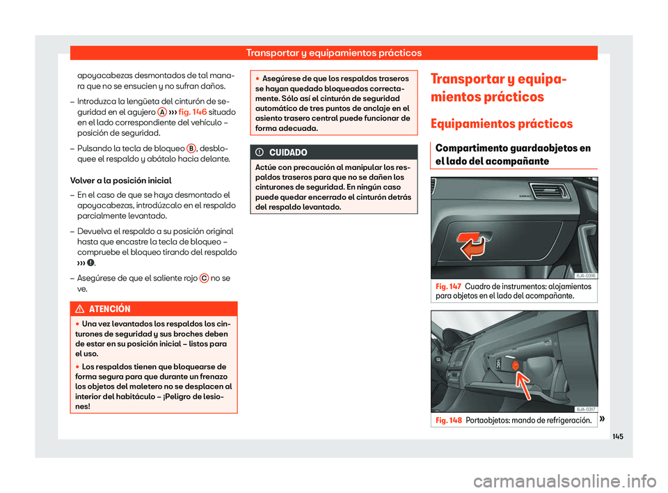 Seat Toledo 2018  Manual de instrucciones (in Spanish) Transportar y equipamientos pr