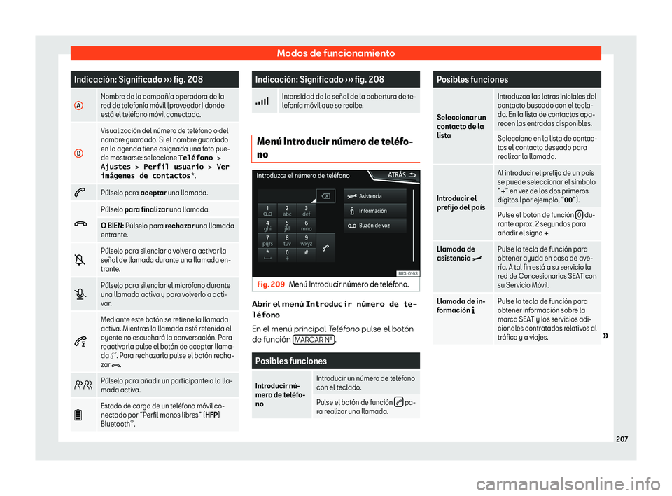 Seat Toledo 2018  Manual de instrucciones (in Spanish) Modos de funcionamiento
Indicaci