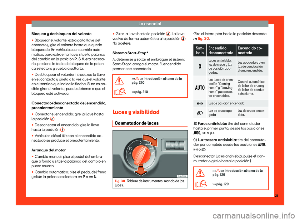 Seat Toledo 2018  Manual de instrucciones (in Spanish) Lo esencial
Bloqueo y desbloqueo del volante
