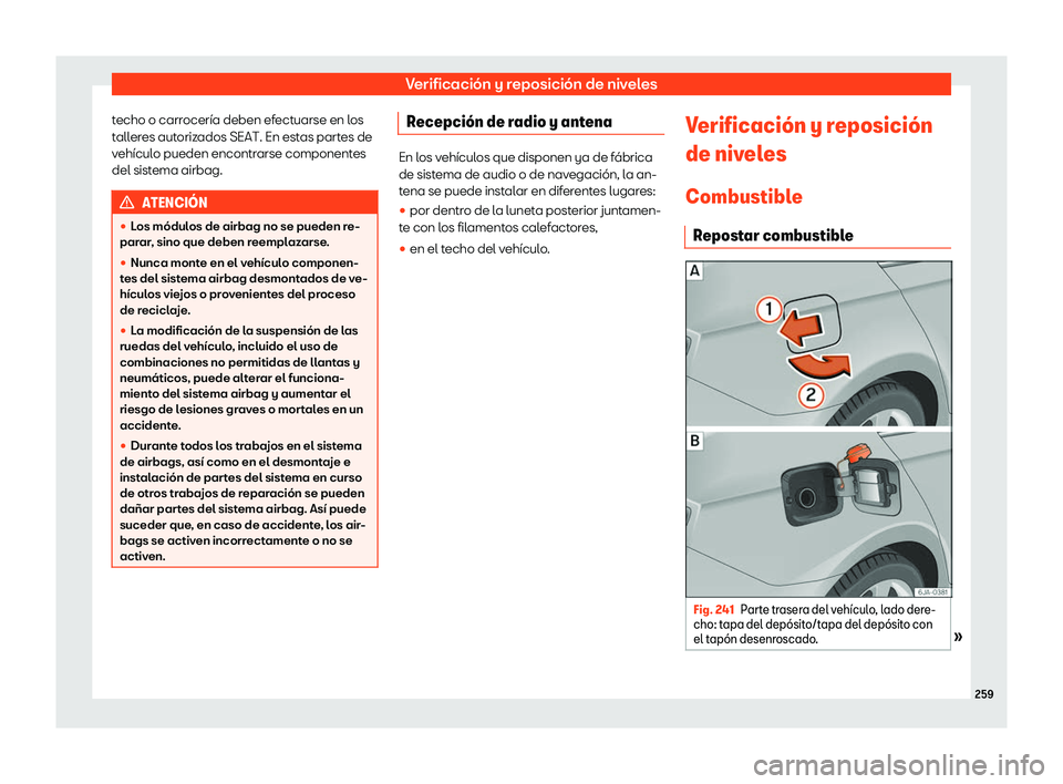 Seat Toledo 2018 Manual de instrucciones (in Spanish) Verificaci Seat Toledo 2018 Manual de instrucciones (in Spanish) Verificaci