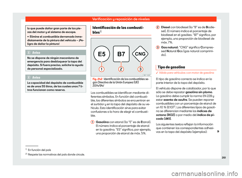 Seat Toledo 2018 Manual de instrucciones (in Spanish) Verificaci Seat Toledo 2018 Manual de instrucciones (in Spanish) Verificaci