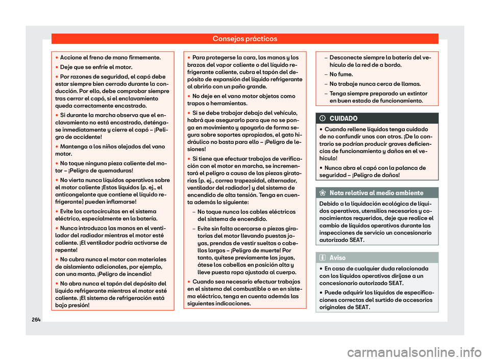 Seat Toledo 2018 Manual de instrucciones (in Spanish) Consejos pr Seat Toledo 2018 Manual de instrucciones (in Spanish) Consejos pr