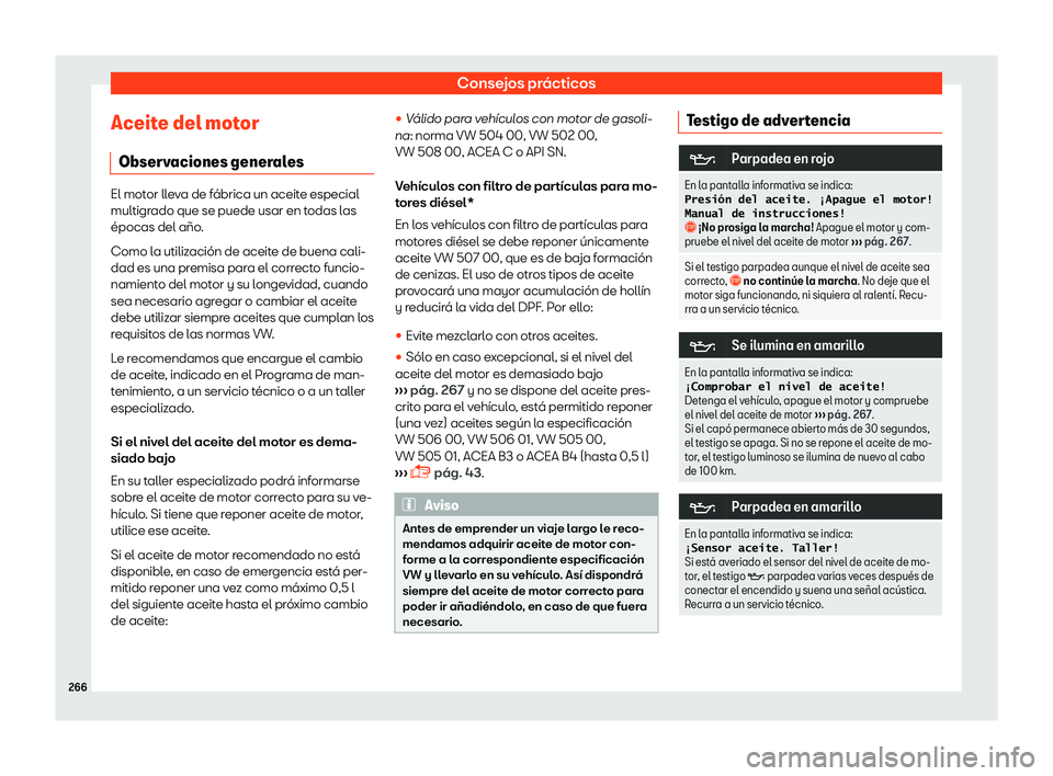 Seat Toledo 2018 Manual de instrucciones (in Spanish) Consejos pr Seat Toledo 2018 Manual de instrucciones (in Spanish) Consejos pr