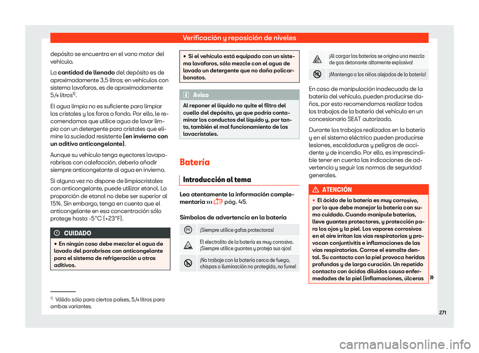 Seat Toledo 2018 Manual de instrucciones (in Spanish) Verificaci Seat Toledo 2018 Manual de instrucciones (in Spanish) Verificaci