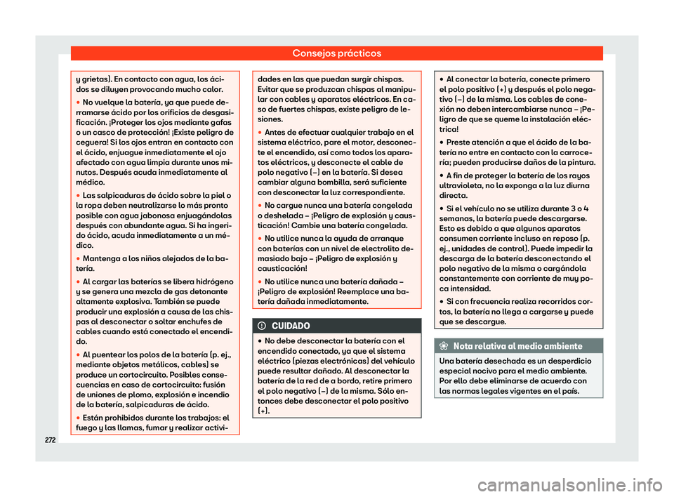 Seat Toledo 2018 Manual de instrucciones (in Spanish) Consejos pr Seat Toledo 2018 Manual de instrucciones (in Spanish) Consejos pr