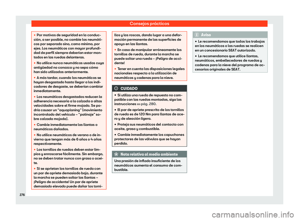 Seat Toledo 2018 Manual de instrucciones (in Spanish) Consejos pr Seat Toledo 2018 Manual de instrucciones (in Spanish) Consejos pr