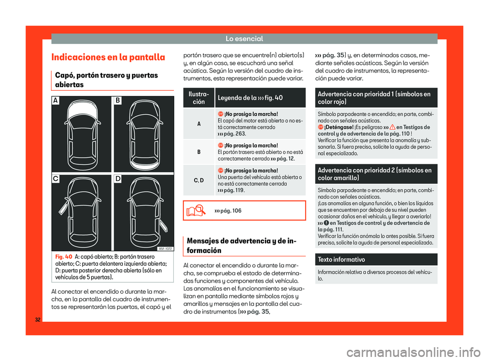 Seat Toledo 2018  Manual de instrucciones (in Spanish) Lo esencial
Indicaciones en la pantalla Cap