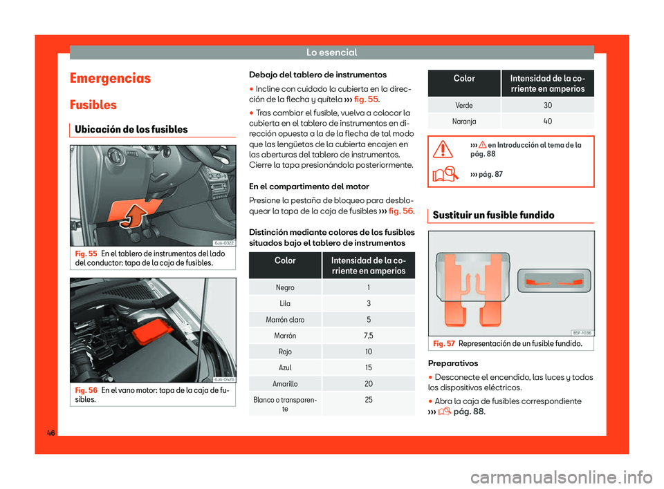 Seat Toledo 2018  Manual de instrucciones (in Spanish) Lo esencial
Emergencias
Fusibl es
Ubicaci