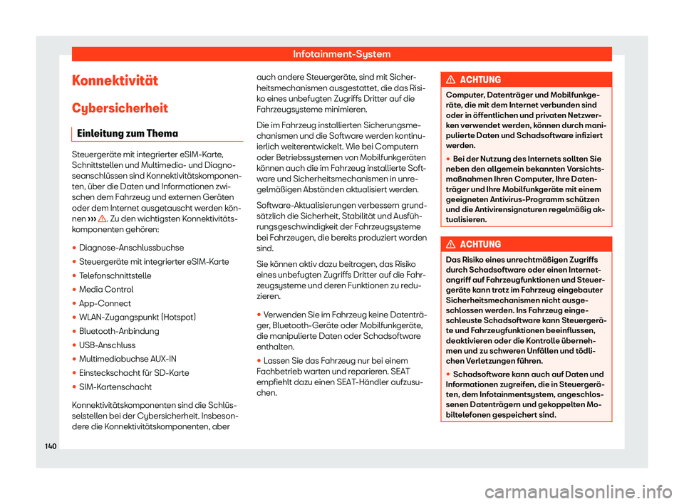 Seat Mii electric 2020  Betriebsanleitung (in German) Infotainment-System
Konnektivit